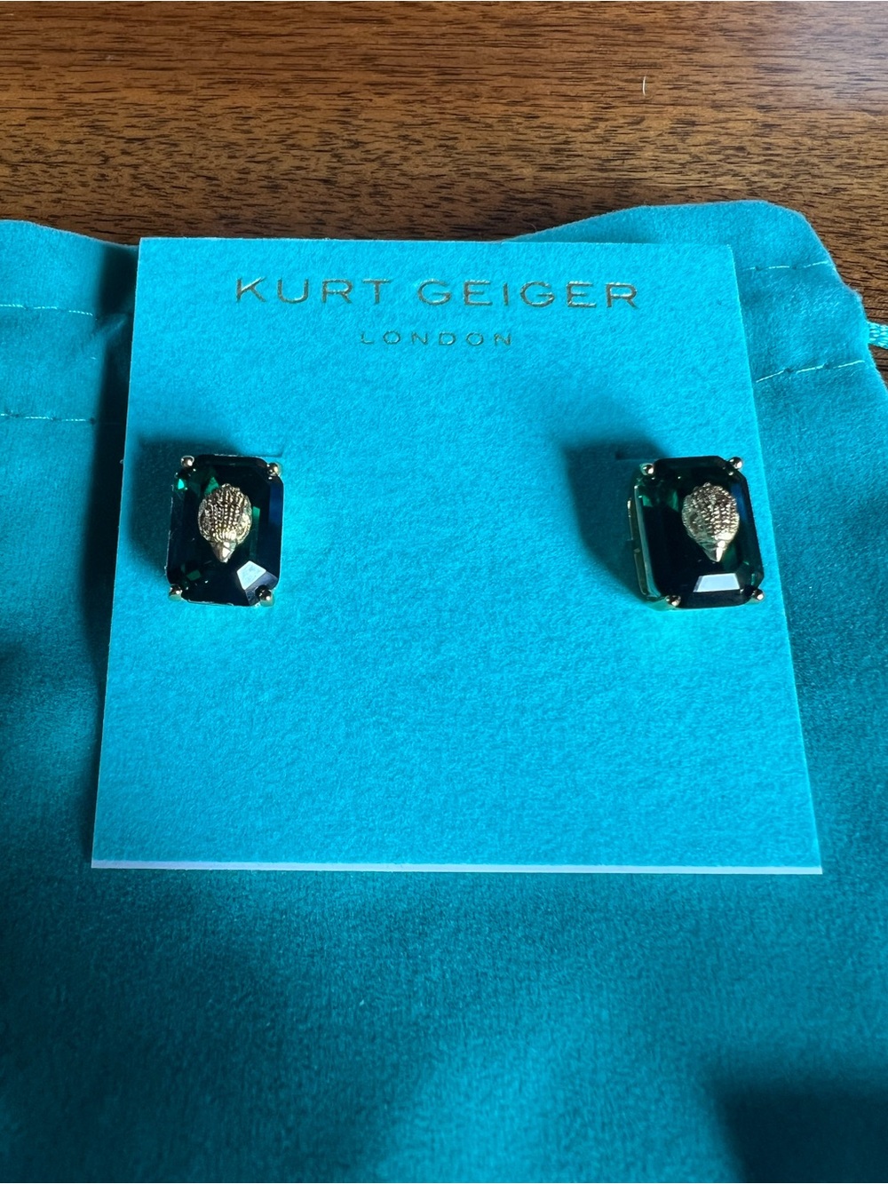 Kurt Geiger Emerald Eagle Stud Earrings - Picture 4 of 4